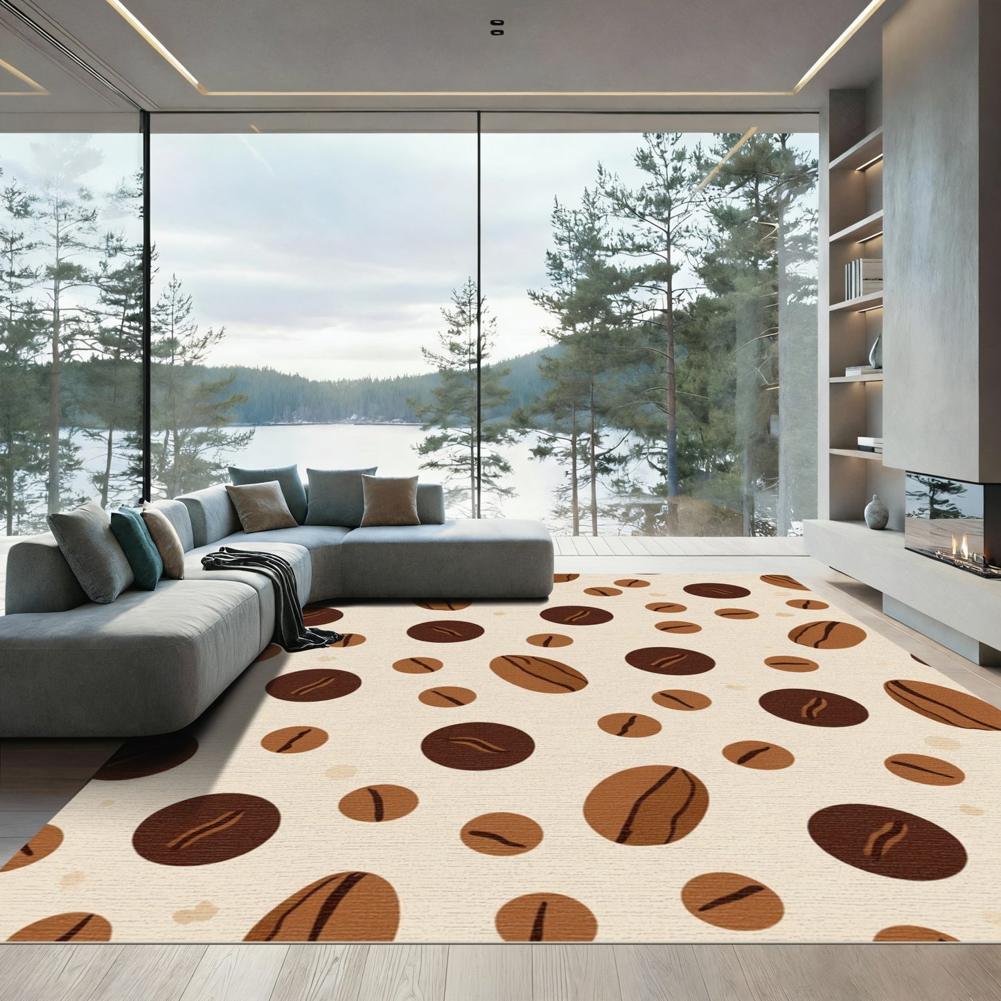 Brown Coffee Bean Scatter Rug