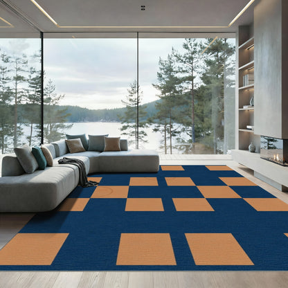 Modern Tan Square Checkered Rug