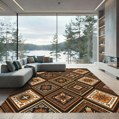 Earthy Diamond Tribal Floral Cluster Rug