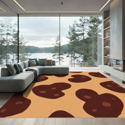 Brown Spots Tan Abstract Rug