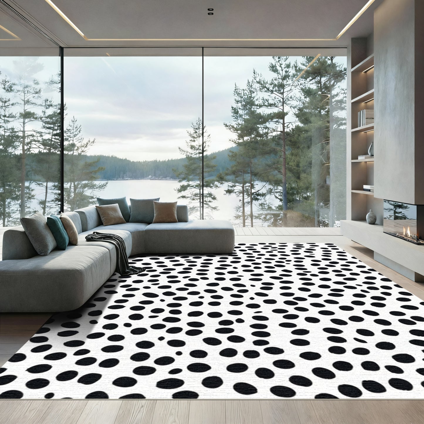 Black White Polka Dot Scatter Rug