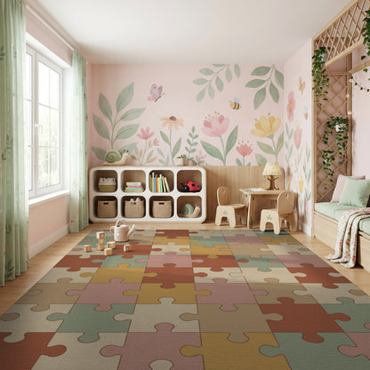Warm Earthy Puzzle Mosaic Rug