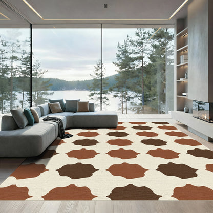 Earthy Brown Llama Shapes Rug