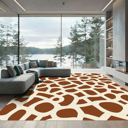 Brown Cream Giraffe Spot Surface Rug