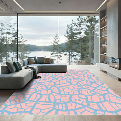 Soft Pink Blue Organic Web Rug