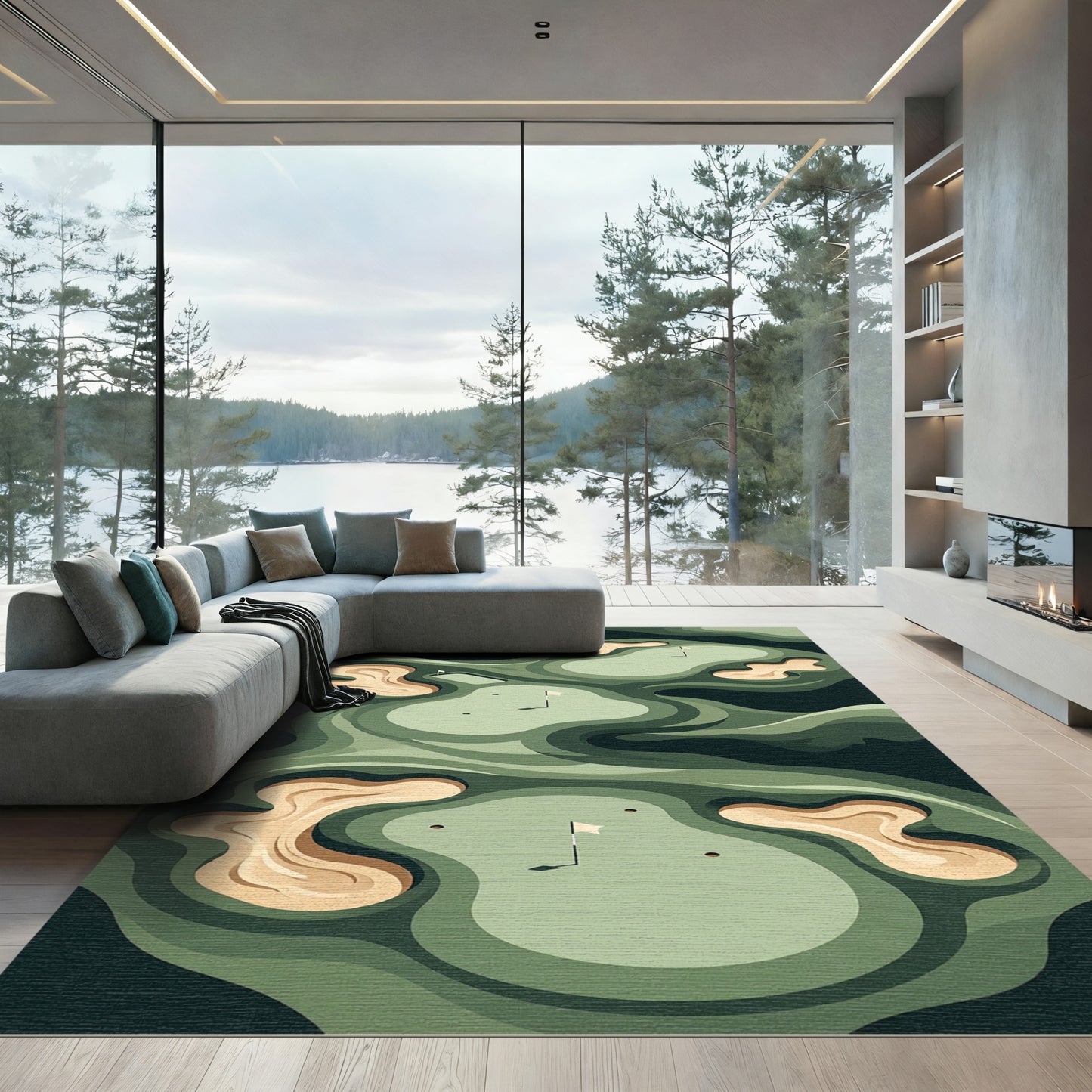 Abstract Golf Course Terrain Sage Rug