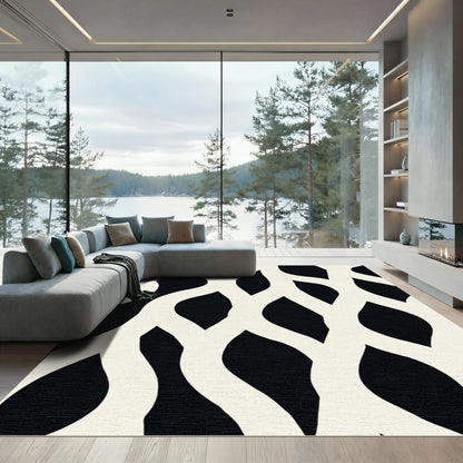 Black Ivory Interlocking Curve Rug
