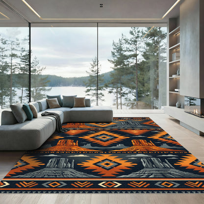 Southwestern Desert Butte Geometric Area Rug