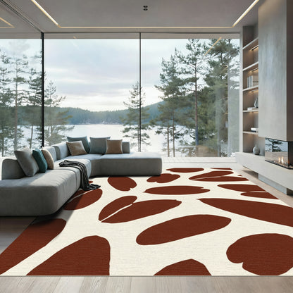 Brown Cream Abstract Oval Arrangement Rug
