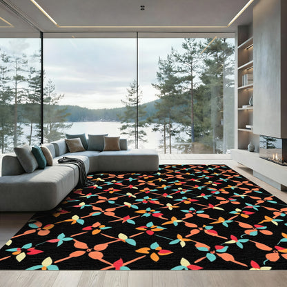 Modern Colorful Floral Lattice Rug