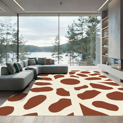 Cinnamon Cream Abstract Organic Shapes Rug