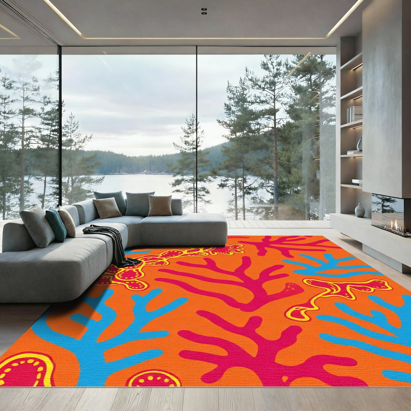 Coral Reef Abstract Shapes Rug
