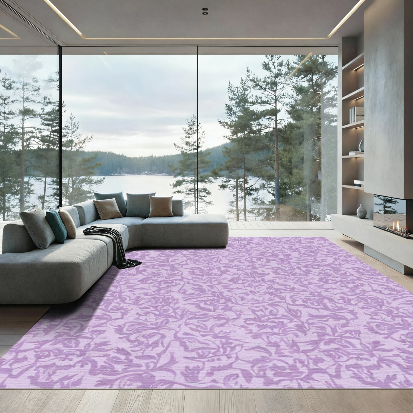 Lavender floral swirls Rug