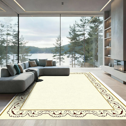 Ornate Cream and Rust Border Rug