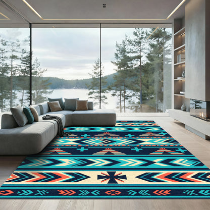 Teal Geometric Southwest Arrow Teepee Rug
