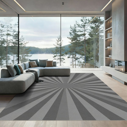 Gray Sunburst Radial Rug