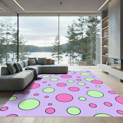 Lavender Pink Green Scattered Circles Rug