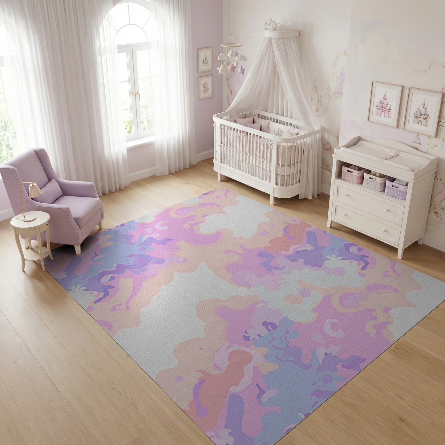 Soft Pastel Organic Cloud Shapes Rug
