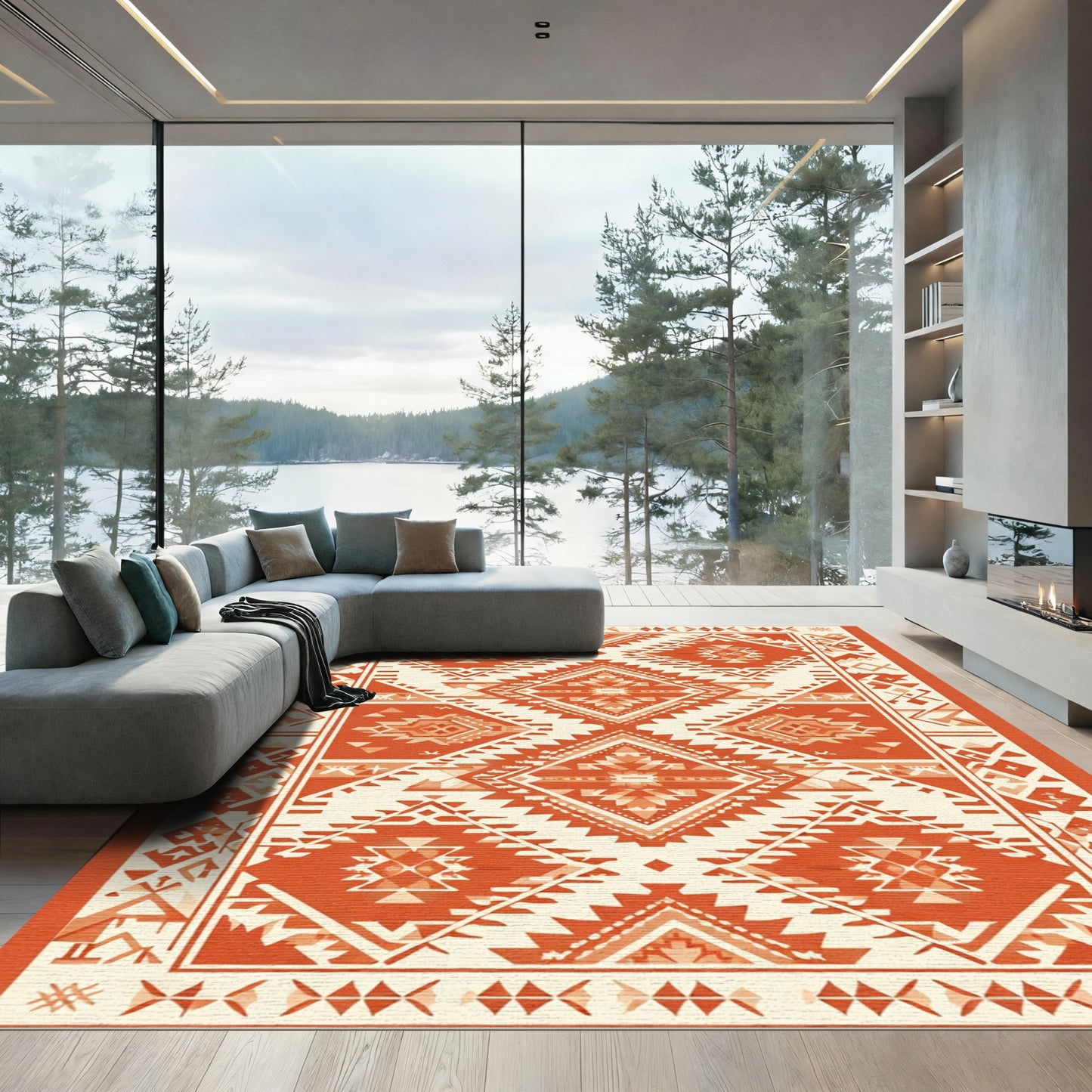 Terracotta Geo Diamond Ethnic Rug