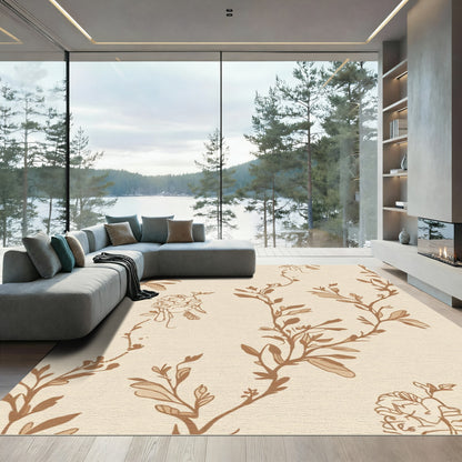 Tender Brown Climbing Floral Vines Rug