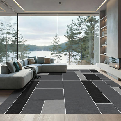 Monochromatic Geometric Slab Montage Rectangles Rug