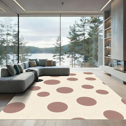 Cream And Brown Polka Dot Circles Rug