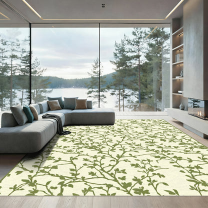 Green Vine Botanical Silhouette Rug