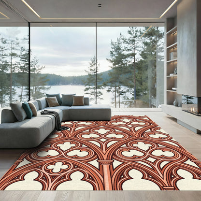 Gothic Rose Quatrefoil Arch Window Rug