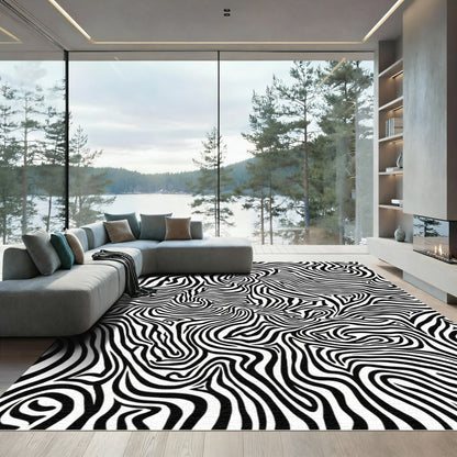 Monochromatic Black White Zebra Stripes Rug