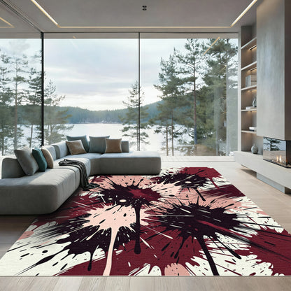 Crimson Burgundy Splatter Explosions Rug