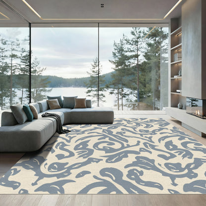 Serene Blue Abstract Swirl Rug