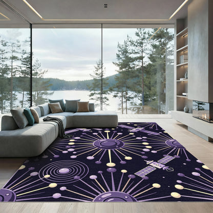Cosmic Purple Satellites Starburst Rug