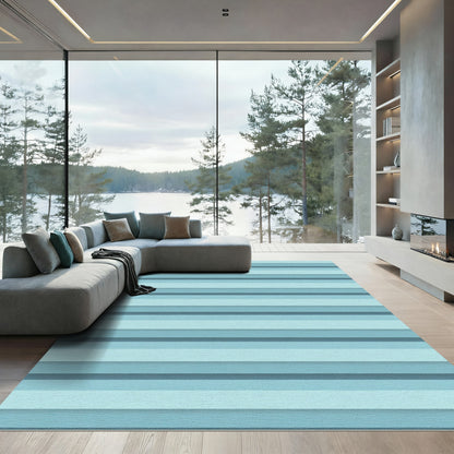 Cool Blue Ombre Striped Rug
