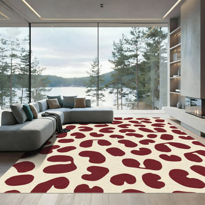 Deep Red Abstract Spots Rug