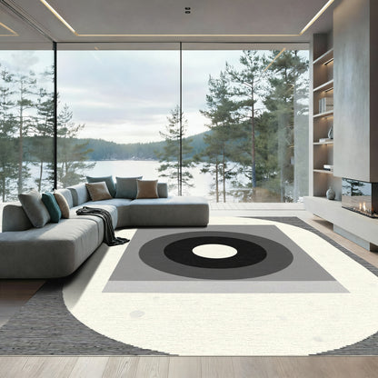 Monochrome Concentric Square Orb Rug