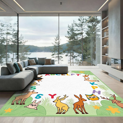 Whimsical Woodland Alphabet Animals Rug