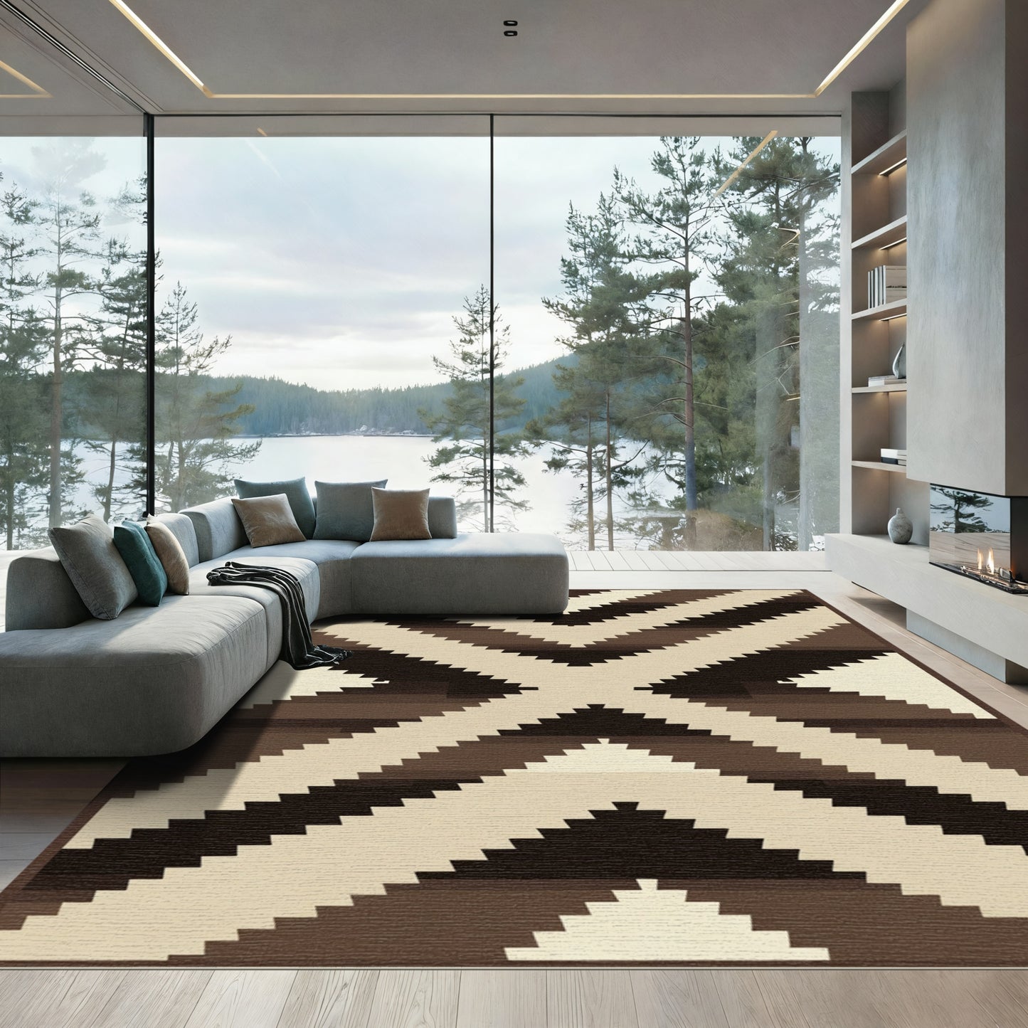 Rustic Earth Tones Chevron Rug
