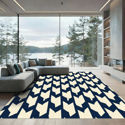 Navy Cream Arrowhead Repeat Rug