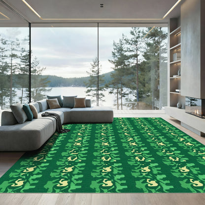 Verdant Green Abstract Organic Stripe Rug