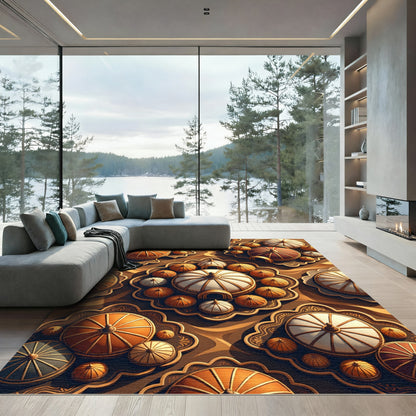 Golden Ochre Dome Cluster Arrangement Rug