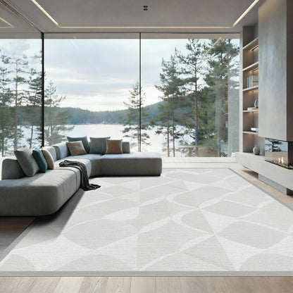 Pale Gray Interlocking Diamond Relief Rug