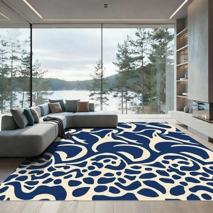 Ivory Organic Abstract Navy Rug