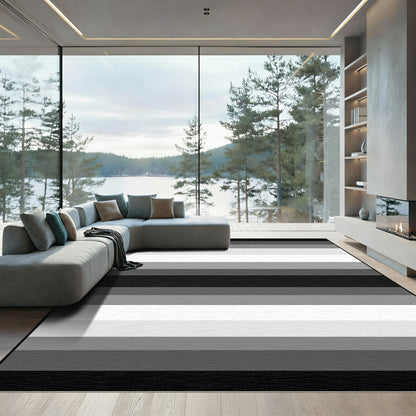 Monochromatic Grayscale Horizontal Stripe Rug