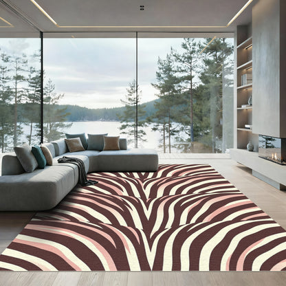 Soft Pink Zebra Stripe Overlay Rug