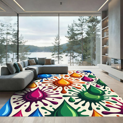 Vibrant Splatter Drops Abstract Art Rug