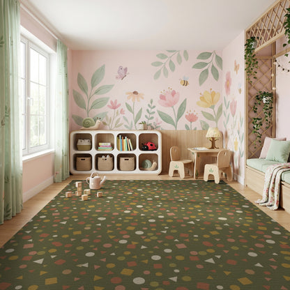 Scattered Earthy Geometric Shapes Rug