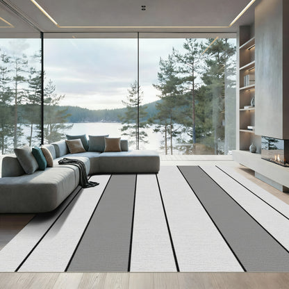 Modern Gray White Stripe Rug