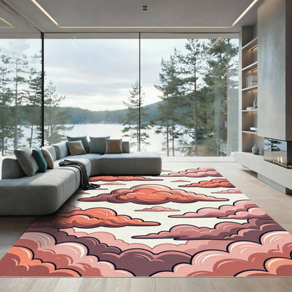 Coral Pink Sky Cloud Cluster Rug
