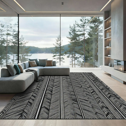 Monochromatic Zigzag Stripe Composition Rug