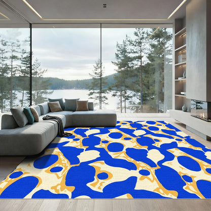 Bold Blue Abstract Organic Shapes Rug